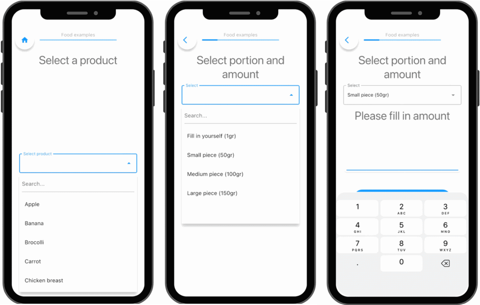 Logging standardized dietary products, portions and amount in the m-Path app.